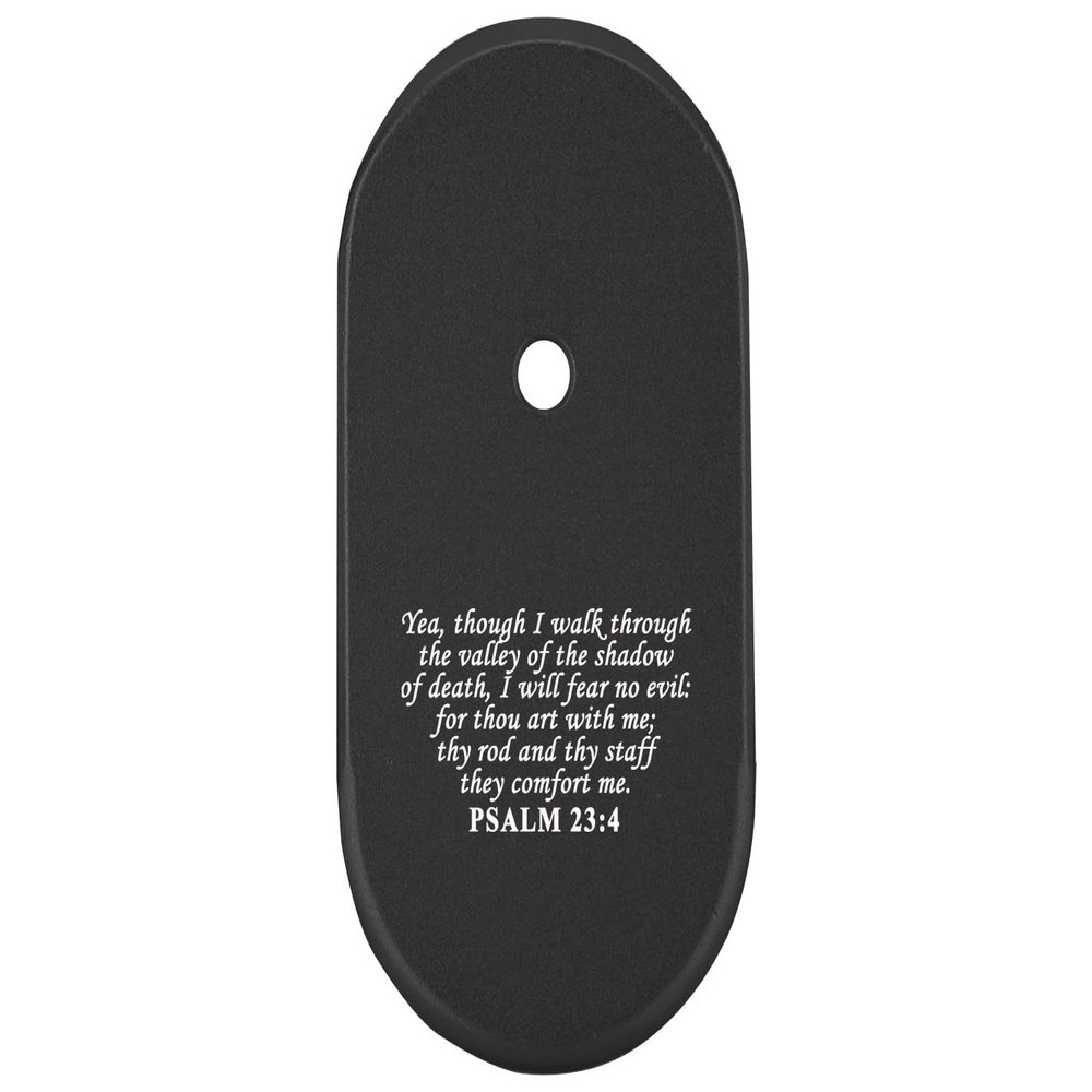 NDZ Performance Magazine Base Plate Finger Extension for Smith & Wesson CSX 9mm 10 Round  Bible Psalm 23:4, Laser Engraved Anodized Aluminum in Black