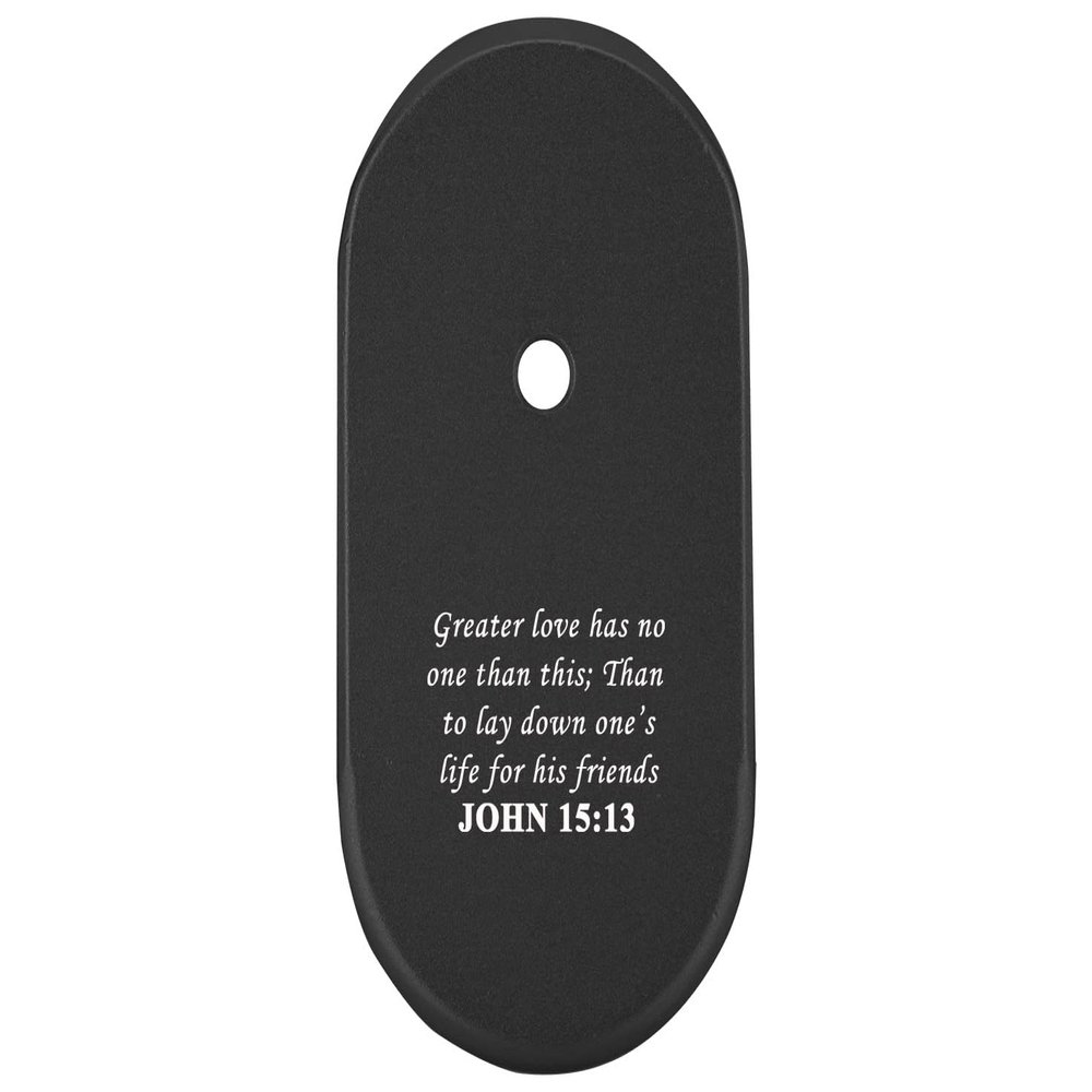 NDZ Performance Magazine Base Plate Finger Extension for Smith & Wesson CSX 9mm 10 Round  Bible John 15:13, Laser Engraved Anodized Aluminum in Black