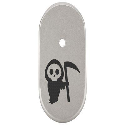 NDZ Performance Magazine Base Plate Finger Extension for Smith & Wesson CSX 9mm 10 Round  Grim Reaper Baby, Laser Engraved Anodized Aluminum in Silver
