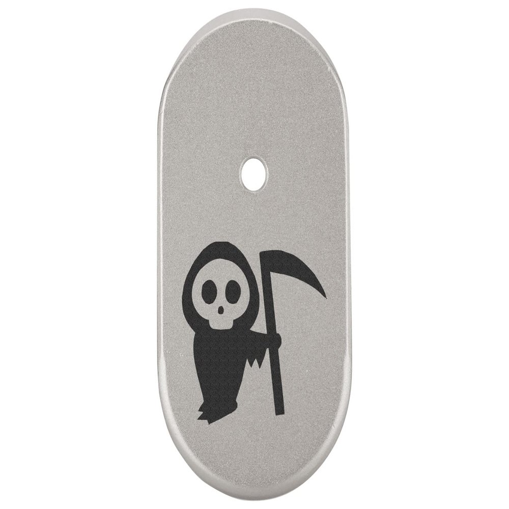 NDZ Performance Magazine Base Plate Finger Extension for Smith & Wesson CSX 9mm 10 Round  Grim Reaper Baby, Laser Engraved Anodized Aluminum in Silver