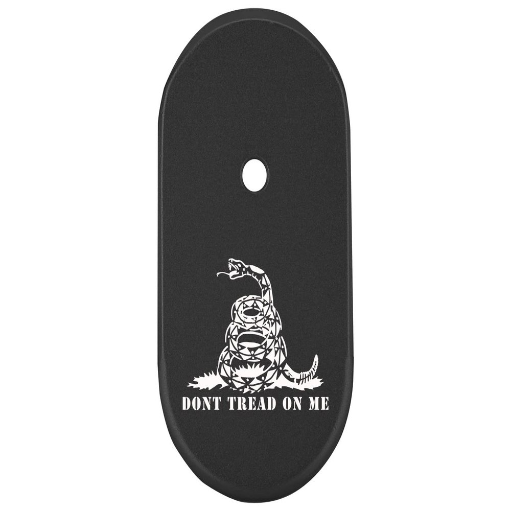 NDZ Performance Magazine Base Plate Finger Extension for Smith & Wesson CSX 9mm 10 Round  Don't Tread On Me Snake Squares, Laser Engraved Anodized Aluminum in Black