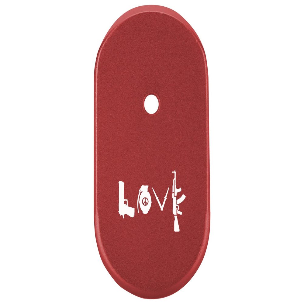 NDZ Performance Magazine Base Plate Finger Extension for Smith & Wesson CSX 9mm 10 Round  Love Guns, Laser Engraved Anodized Aluminum in Red