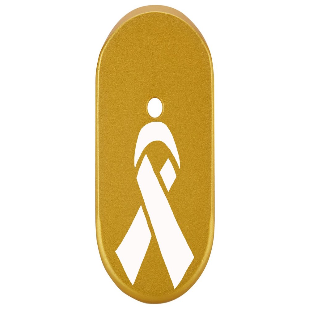 NDZ Performance Magazine Base Plate Finger Extension for Smith & Wesson CSX 9mm 10 Round Awareness Ribbon, Laser Engraved Anodized Aluminum in Gold