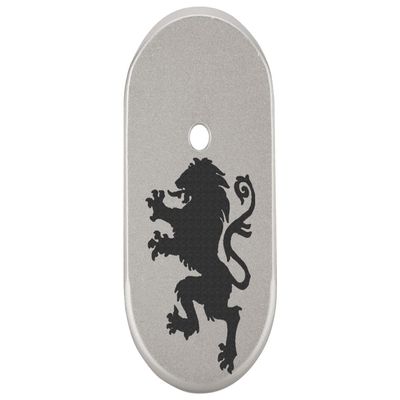 NDZ Performance Magazine Base Plate Finger Extension for Smith & Wesson CSX 9mm 10 Round Hearaldic Lion 1, Laser Engraved Anodized Aluminum in Silver