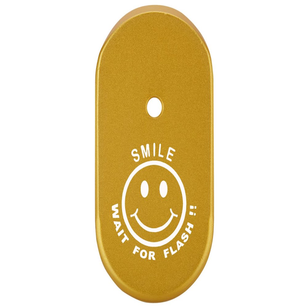 NDZ Performance Magazine Base Plate Finger Extension for Smith & Wesson CSX 9mm 10 Round Smile Wait for Flash Smiley, Laser Engraved Anodized Aluminum in Gold