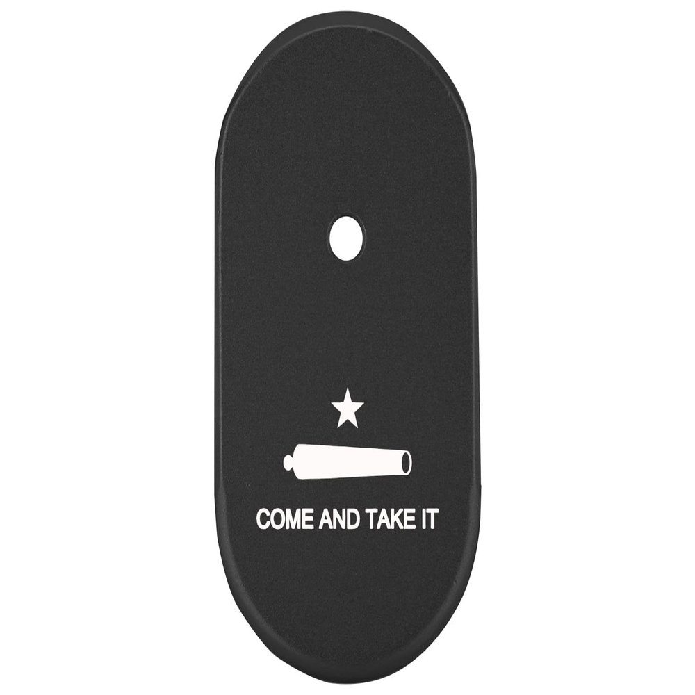 NDZ Performance Magazine Base Plate Finger Extension for Smith & Wesson CSX 9mm 10 Round  Come and Take It Cannon, Laser Engraved Anodized Aluminum in Black