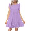 Babydoll Dresses for Women,2023 Summer Plus Size Casual Cute Petite Dress Sleeveless Tiered Ruffle Pleated Flowy Swing Boho Beach mini Maternity T-Shirt Dress Vacation Outfits(A-Purple,XXL) view 1