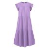 Babydoll Dresses for Women,2023 Summer Plus Size Casual Cute Petite Dress Sleeveless Tiered Ruffle Pleated Flowy Swing Boho Beach mini Maternity T-Shirt Dress Vacation Outfits(A-Purple,XXL) view 3