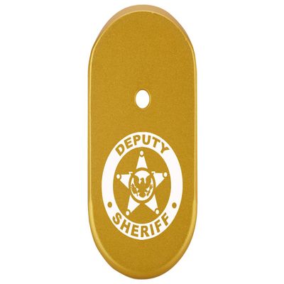 NDZ Performance Magazine Base Plate Finger Extension for Smith & Wesson CSX 9mm 10 Round Deputy Sheriff Eagle Logo, Laser Engraved Anodized Aluminum in Gold