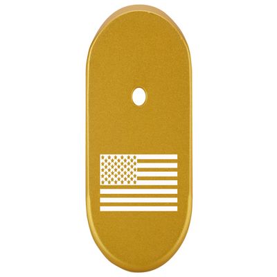 NDZ Performance Magazine Base Plate Finger Extension for Smith & Wesson CSX 9mm 10 Round US Flag Inverse Alternate, Laser Engraved Anodized Aluminum in Gold