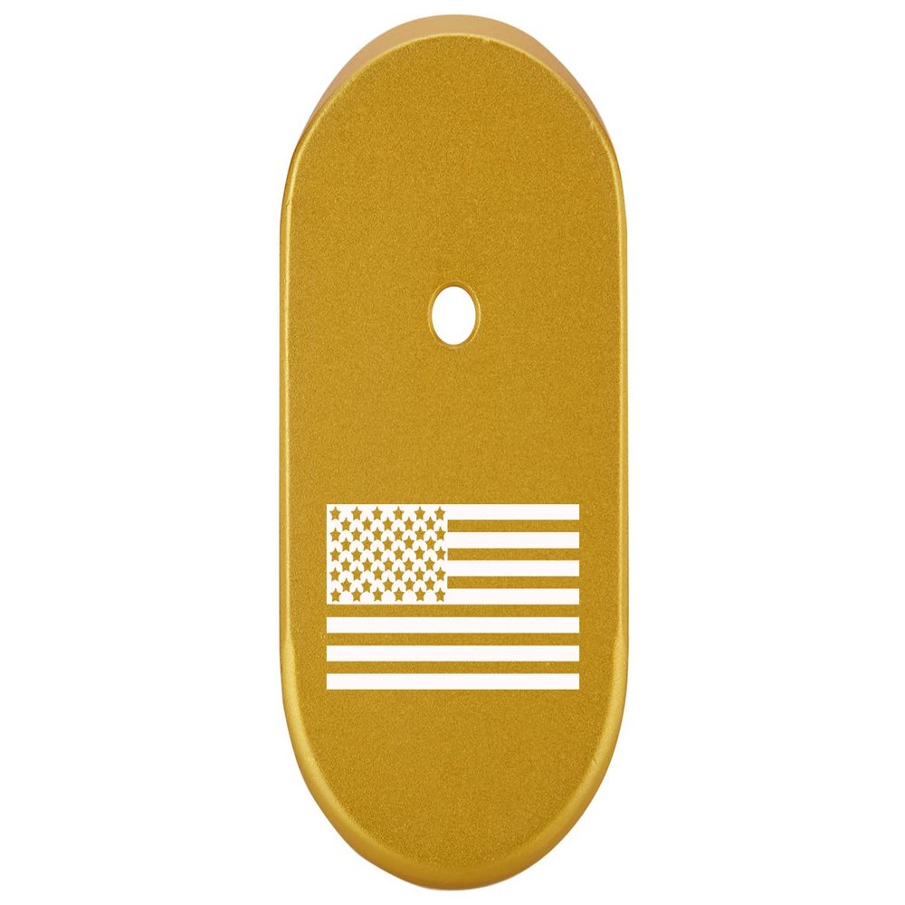 NDZ Performance Magazine Base Plate Finger Extension for Smith & Wesson CSX 9mm 10 Round  US Flag Inverse Alternate, Laser Engraved Anodized Aluminum in Gold