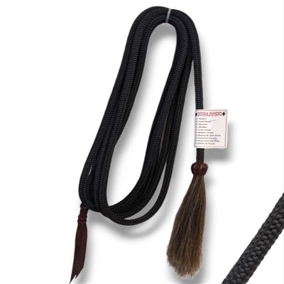 Double Diamond 1/2 Treeline Mecate Rein | Handcrafted in The USA | Cowboy Mecate Reins (24 ft, Black)