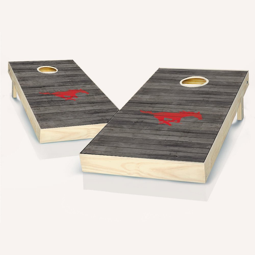 Skip's Garage SMU Distressed Cornhole Set - Include Case + Hole + Edge + Score