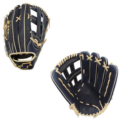 SSK ZSLOW Slowpitch Softball Glove 12.5 - 13 - 13.5 - 14 Right & Hand Left Hand Throw (Navy/Camel, 14" - Right Hand Throw)