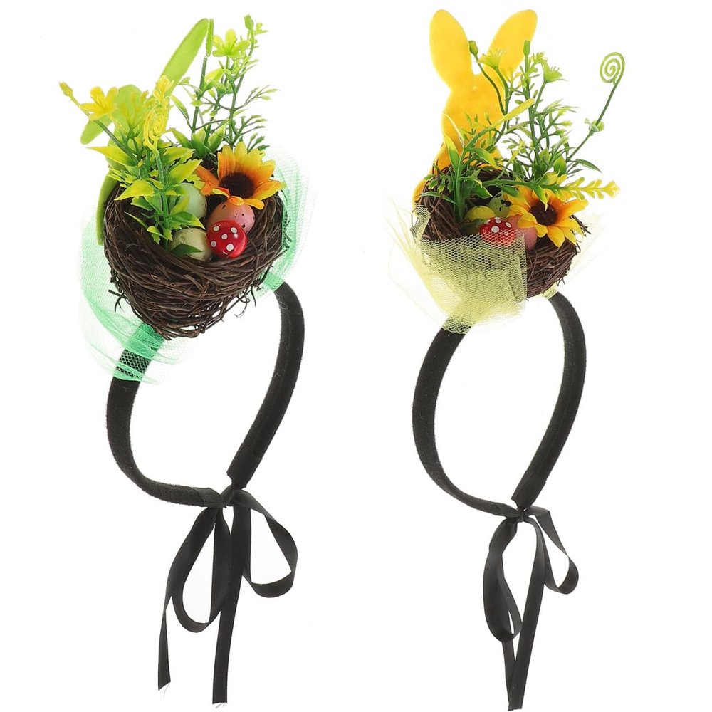 NOLITOY NOLITOY 2pcs Easter Party Bird Nest Headwear, Creative Rabbit Hairband for Weddings, Easter, Cosplay, Holiday Decorations
