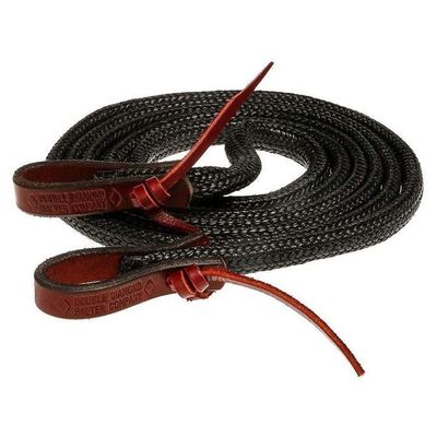 Double Diamond Flat Waxed Nylon Roping Rein - Natural or Black (1", Black)
