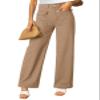 Dokotoo Women's Pants High Waisted Cargo Pants Womens Baggy Jeans for Women Straight Wide Leg 2026 Spring Outfits Fashion Clothes Casual Trendy Pocket Teen Girls Trousers Stretch Denim Brown view 2