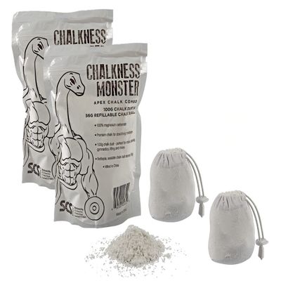 Gym Chalk Bag - 2 Pack Resealable Bags (7 Ounces Total) - Easy Grip, Moisture Absorbing - Gymnastics, Rock Climbing, Powerlifting, Weightlifting, and more - Refillable Workout Gym Chalk Bag.