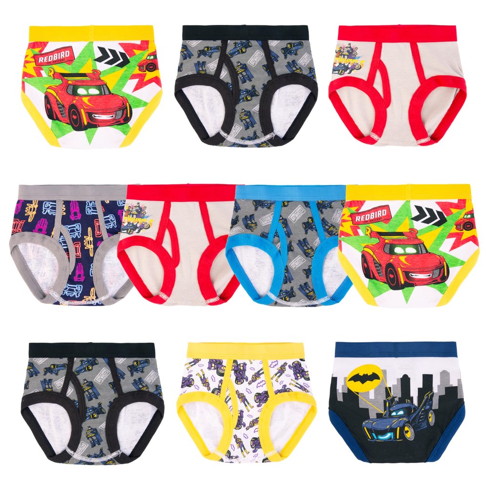 DC Comics Exclusive Batwheels 100% Cotton Briefs With Batmobile, Redbird & BatTruck, 2/3T & 4T