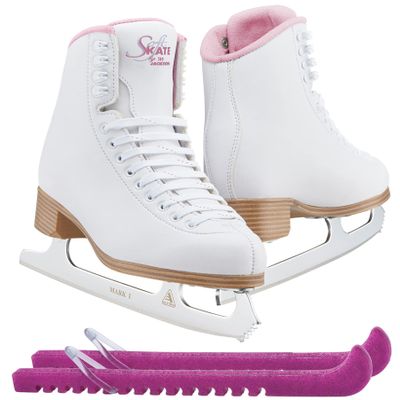 Jackson Classic JC381 Pink Lining Figure Ice Skates - Girls 13 - Bundle with Skate Guards