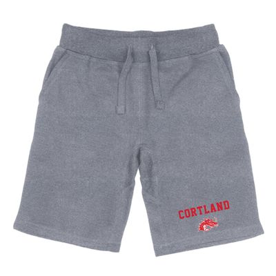 SUNY Cortland Red Dragons Premium College Fleece Drawstring Shorts - Heather Grey, Large