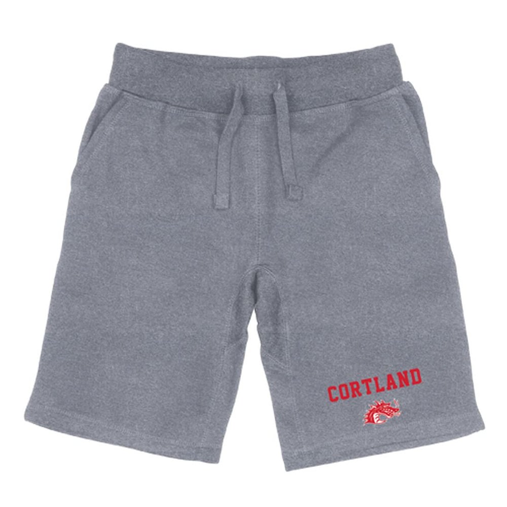 SUNY Cortland Red Dragons Premium College Fleece Drawstring Shorts - Heather Grey, Large