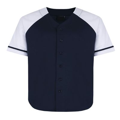 AIRNINE Men's Bandana Print Baseball Jersey Button Down Shirts (S to 5XL) (Navy/White_J50, 2X-Large)