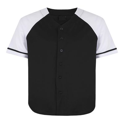 AIRNINE Men's Bandana Print Baseball Jersey Button Down Shirts (S to 5XL) (Black/White_J50, 4X-Large)
