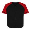 AIRNINE Men's Bandana Print Baseball Jersey Button Down Shirts (S to 5XL) (Black/Red_J50, 3X-Large) view 1