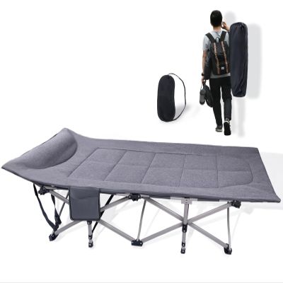 KAKO Folding Camping Cot, Heavy Duty 600 Lbs Portable Bed for Adults, Camping Beds with Carry Bag, Grey