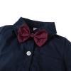 SOBOWO Baby Button Down Onsie Infant Baby Boys Formal Dress Shirt Bodysuit Short Sleeve Button Up One-Piece Romper Jumpsuit Wedding Party 4th of July Outfits 0-24M(18-24 Months, Navy) view 2