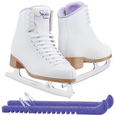 Jackson Classic JC380 Purple Lining Figure Ice Skates - Womens 7 - Bundle with Skate Guards