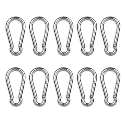 Carabiner Clip, 10PCS 2.36 Inch Stainless Steel Keychain Carabiner. Small Carabiner Clips, Spring Snap Hook, Locking Carabiners Clips for Plant Hanging, Outdoor Camping. 270 lbs.