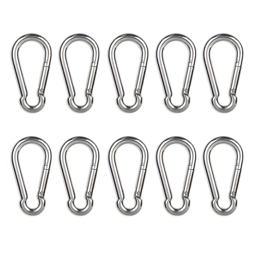Carabiner Clip, 10PCS 2.36 Inch Stainless Steel Keychain Carabiner. Small Carabiner Clips, Spring Snap Hook, Locking Carabiners Clips for Plant Hanging, Outdoor Camping. 270 lbs.