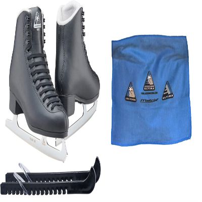 Jackson Classic JC553 Figure Ice Skates - Boys 1 - Bundle with Skate Guards, Towel