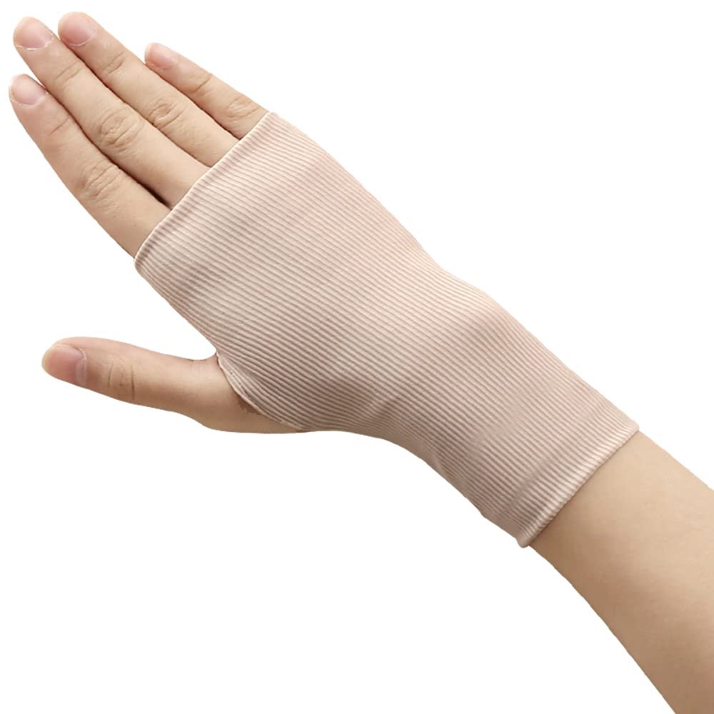Jinbiyike Sunblock Cooling Glove Tattoo Cover Up Breathable Fingerless Mittens Driving Cycling (Complexion)