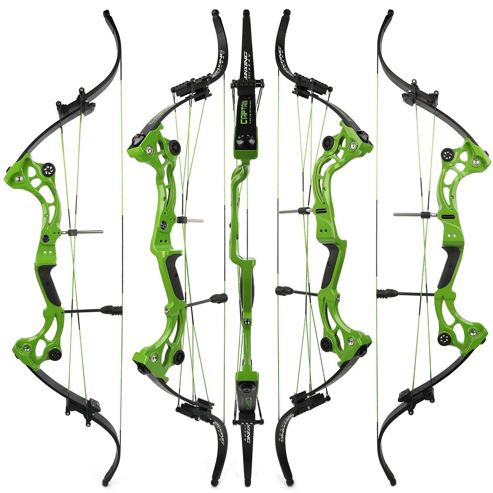 AMEYXGS Bowfishing Recurve Bow 50 inch Lever Bow Draw Weight 30-55LB for Right Hand Archer (Green)