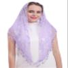 Cilkus Lace veil Triangle Mantilla veil Shawl or Scarf Latin Mass Head Cover with Fringed lace (Light purple) view 1