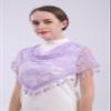 Cilkus Lace veil Triangle Mantilla veil Shawl or Scarf Latin Mass Head Cover with Fringed lace (Light purple) view 3
