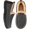 HomeTop Men's Memory Foam Moccasin Slippers Indoor and Outdoor Warm Fuzzy Fleece House Shoes Gray,11 US view 1