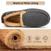 HomeTop Men's Memory Foam Moccasin Slippers Indoor and Outdoor Warm Fuzzy Fleece House Shoes Gray,11 US view 3
