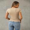 Abardsion Women's Casual Basic Going Out Crop Tops Slim Fit Short Sleeve Crew Neck Tight T Shirts 2026 (Khaki, 2XL) view 4