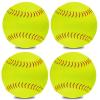 ABAJI Softball 4 Pack Blank Ball PU Surface Cork Core Suitable for Bat Heavy Duty Slowpitch Sports Youth Boy and Girl Practice Training DIY Draw Painting Autograph view 1