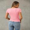 Abardsion Women's Casual Basic Going Out Crop Tops Slim Fit Short Sleeve Crew Neck Tight T Shirts 2026 (Light Pink, XL) view 4