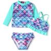6 Month Infant Baby Girl 3-Piece Rash Guard Swimwear Sets Long Sleeve Mermaid Swimsuit Bathing Suit 6-12 Months view 1