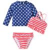 6 Month Infant Baby Girl 3-Piece Rash Guard American Flag Swimwear Sets Long Sleeve 4th Fourth of July Memorial Day Swimsuit July 4th Bathing Suit 6-12 Months view 1