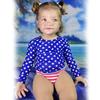 6 Month Infant Baby Girl 3-Piece Rash Guard American Flag Swimwear Sets Long Sleeve 4th Fourth of July Memorial Day Swimsuit July 4th Bathing Suit 6-12 Months view 2