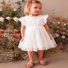 AGQT Baby Girls Tulle Tutu Dress Sleeveless Birthday Flower Girls Wedding Party Dress White Size 6-12M view 3
