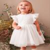 AGQT Baby Girls Tulle Tutu Dress Sleeveless Birthday Flower Girls Wedding Party Dress White Size 6-12M view 4
