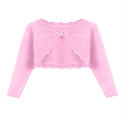 Arshiner Girl's Open Front Cardigan Long Sleeve Knit Sweaters Kids Solid Cute Casual Shrug Pink